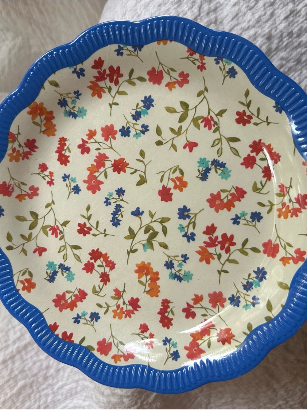 The Pioneer Woman Blue-Rim Floral Melamine Plate